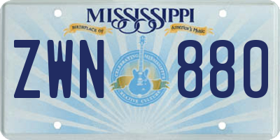 MS license plate ZWN880