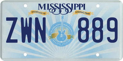 MS license plate ZWN889