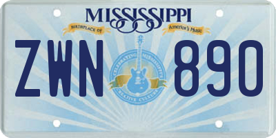 MS license plate ZWN890