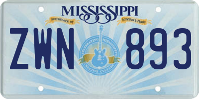 MS license plate ZWN893