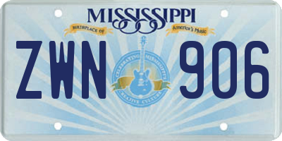 MS license plate ZWN906