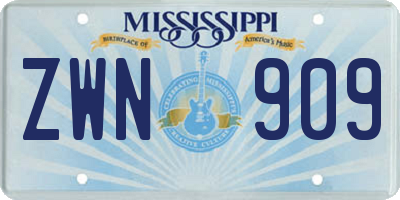 MS license plate ZWN909
