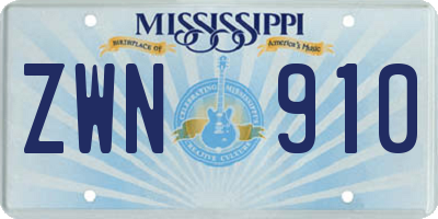 MS license plate ZWN910