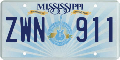 MS license plate ZWN911