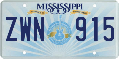 MS license plate ZWN915