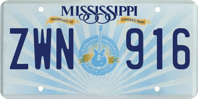 MS license plate ZWN916