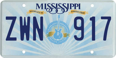 MS license plate ZWN917