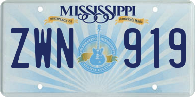 MS license plate ZWN919