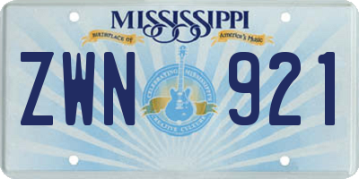 MS license plate ZWN921