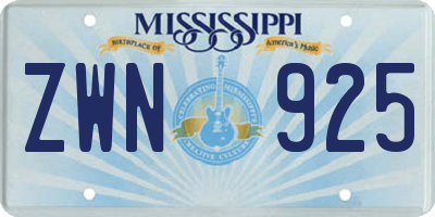 MS license plate ZWN925