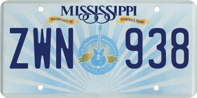 MS license plate ZWN938