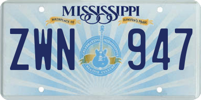 MS license plate ZWN947