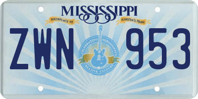 MS license plate ZWN953