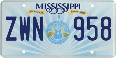 MS license plate ZWN958