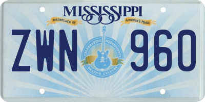 MS license plate ZWN960