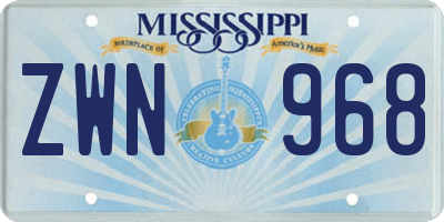 MS license plate ZWN968