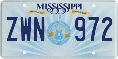 MS license plate ZWN972