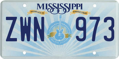 MS license plate ZWN973