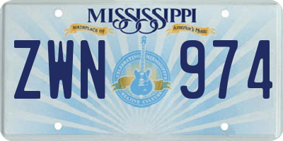MS license plate ZWN974