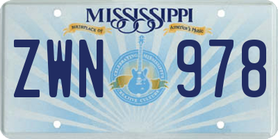 MS license plate ZWN978