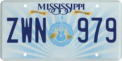 MS license plate ZWN979