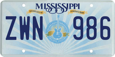 MS license plate ZWN986