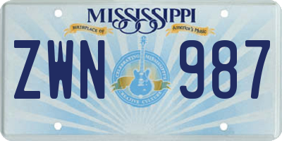 MS license plate ZWN987