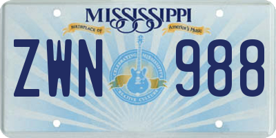 MS license plate ZWN988