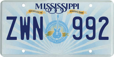 MS license plate ZWN992