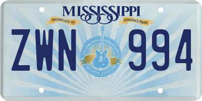 MS license plate ZWN994