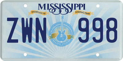 MS license plate ZWN998