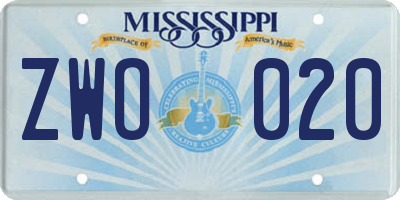 MS license plate ZWO020