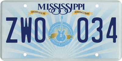 MS license plate ZWO034