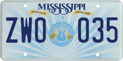 MS license plate ZWO035