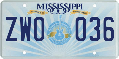 MS license plate ZWO036