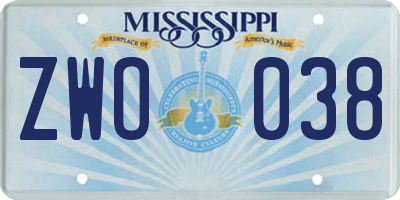 MS license plate ZWO038
