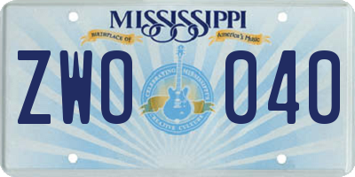MS license plate ZWO040