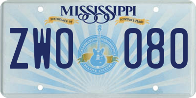 MS license plate ZWO080