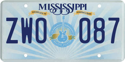 MS license plate ZWO087