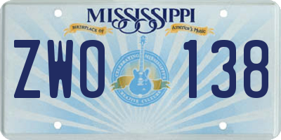 MS license plate ZWO138