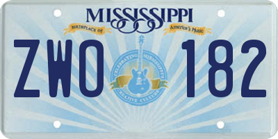 MS license plate ZWO182