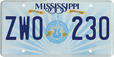 MS license plate ZWO230