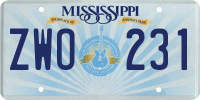 MS license plate ZWO231