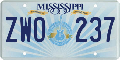 MS license plate ZWO237