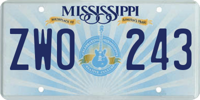 MS license plate ZWO243
