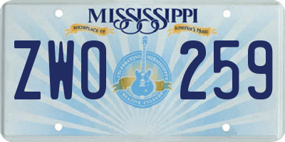 MS license plate ZWO259