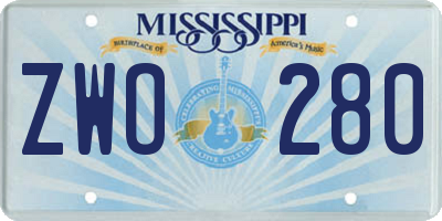 MS license plate ZWO280
