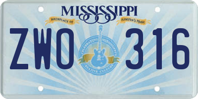 MS license plate ZWO316