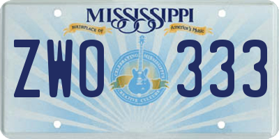 MS license plate ZWO333