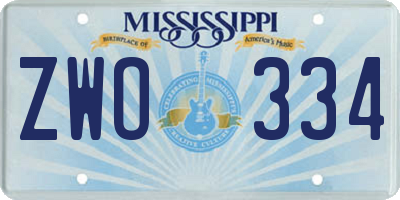 MS license plate ZWO334